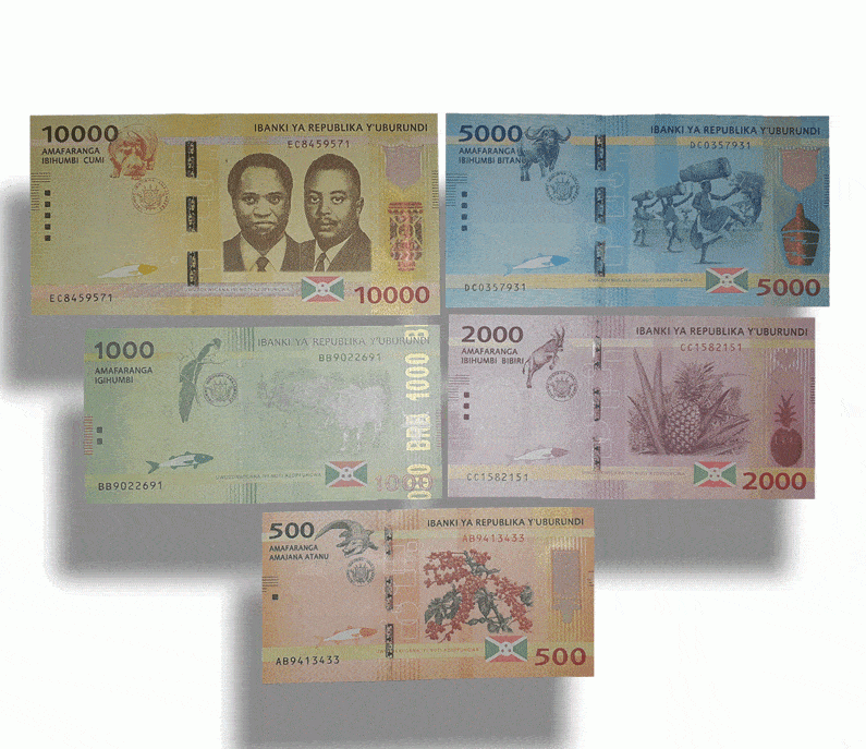 Burundi Complete UNC banknotes set 2015