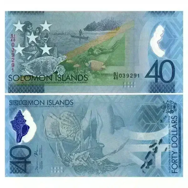 Solomon Islands 40 Dollar UNC Banknote โ 40th Anniversary Commemorative