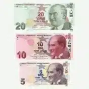 TURKEY- Lira current-abnknotes-set 5, 10 & 20 Lira