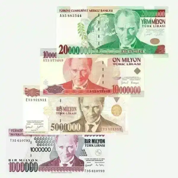 Turkey-6-emmition-1 to 20 millions Lira-Banknotes-1984