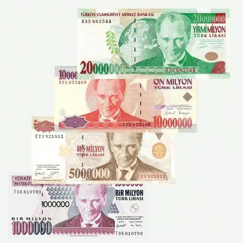 Turkey-6-emmition-1 to 20 millions Lira-Banknotes-1984