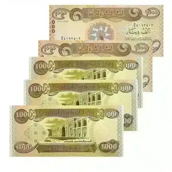 Iraq 1000 Dinar banknote obverse and reverse of the year 2018