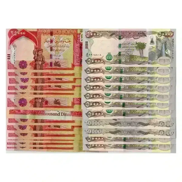Uncirculated One Million Iraqi Dinar Collection – 25K & 50K Banknotes Set in Pristine Condition