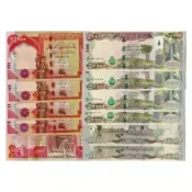 Uncirculated Iraqi Dinar banknotes, featuring a mix of 25000 and 50000 Dinar notes.
