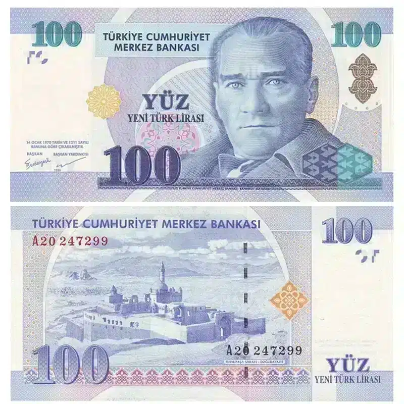 100 Turkish Lira Banknote UNC Condition – Pick #221