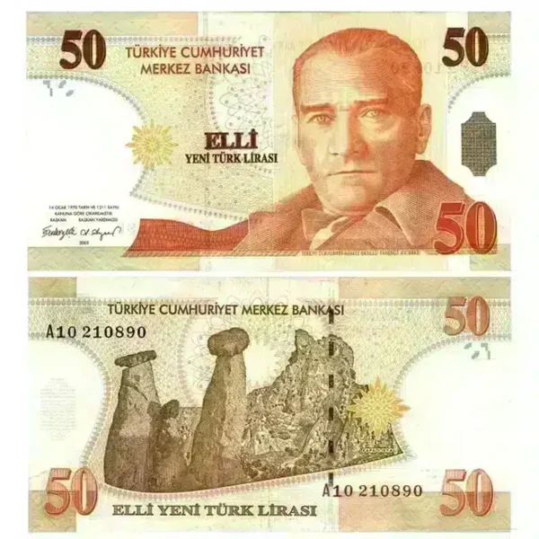 50 Turkish Lira Banknote UNC Condition โ Pick #220