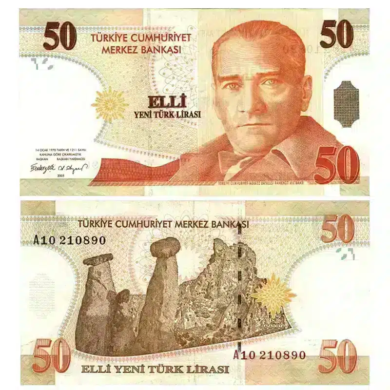 50 Turkish Lira Banknote UNC Condition – Pick #220