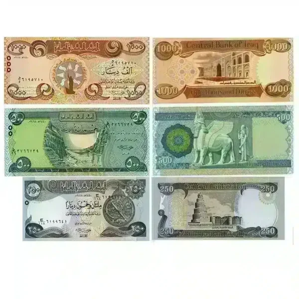 Authentic Dinar banknote set from Iraq Year 2018