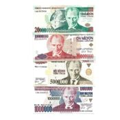 Turkey Millions banknotes set 1-10 Million Lira banknotes