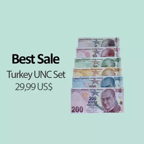 Turkey Lira Uncirculated Banknotes Complete Set