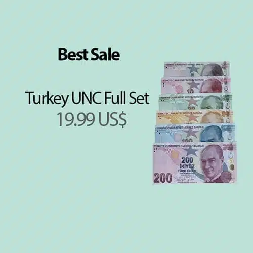 Turkey Lira UNC banknotes full set